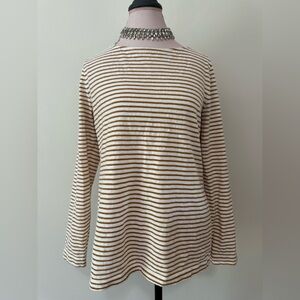 J.Crew cream & metallic copper striped long sleeve tee in size XL
